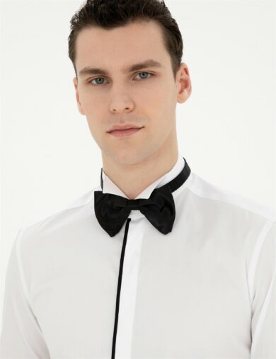 پیراهن تاکسیدو  سفید  اندامی آستین بلند مردانه  پیرکاردین