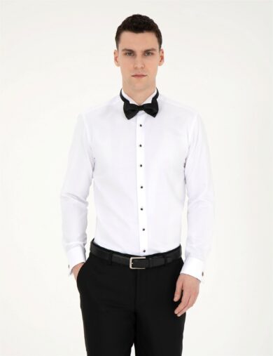 پیراهن تاکسیدو  سفید  اندامی  مردانه  پیرکاردین