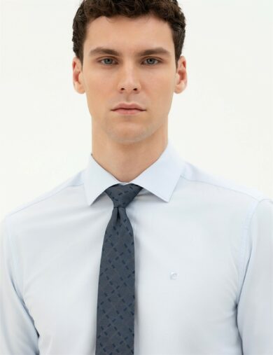 پیراهن بیسیک  آبی  اندامی  مردانه  پیرکاردین