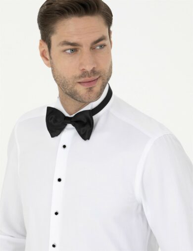 پیراهن تاکسیدو  سفید  اندامی  مردانه  پیرکاردین