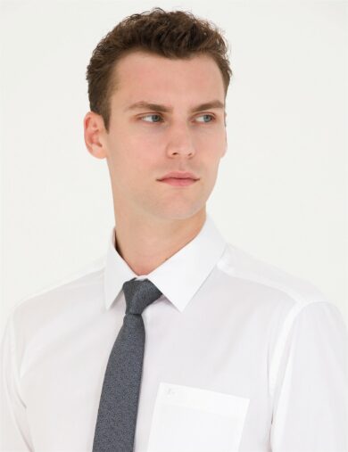 پیراهن بیسیک  سفید  رگولار  مردانه  پیرکاردین