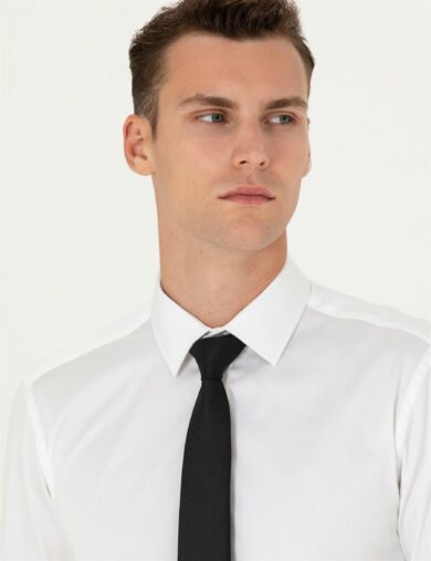 پیراهن بیسیک  سفید  اندامی  مردانه  پیرکاردین