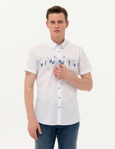 پیراهن آستین کوتاه  لاجورد  سوپر اسلیم فیت آستین کوتاه مردانه  پیرکاردین