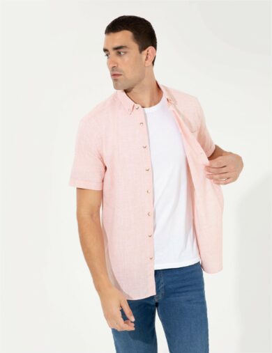 پیراهن آستین کوتاه  نارنجی  رگولار  مردانه  پیرکاردین