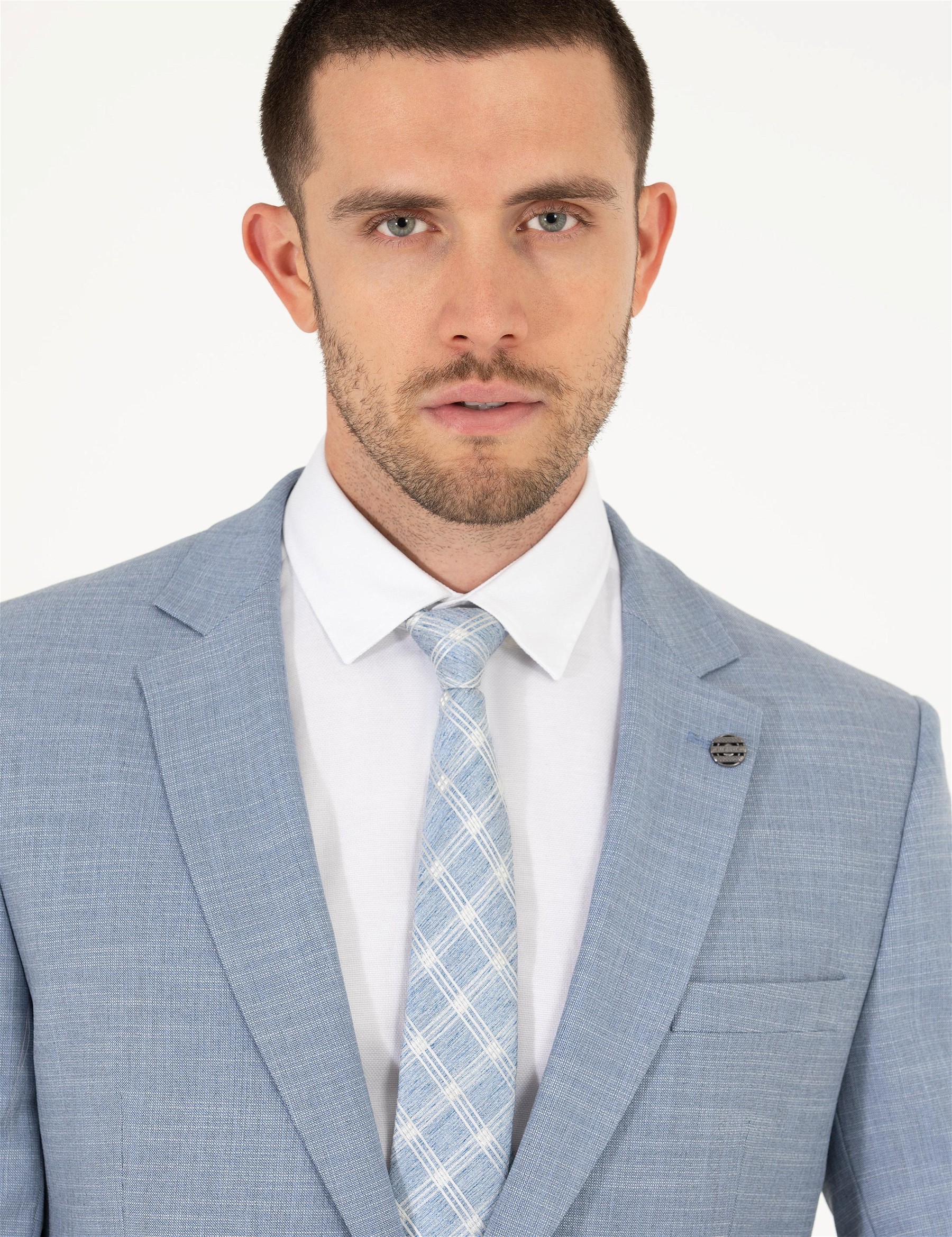 کت و شلوار مونو یقه آبی  سوپر اسلیم فیت  مردانه  پیرکاردین