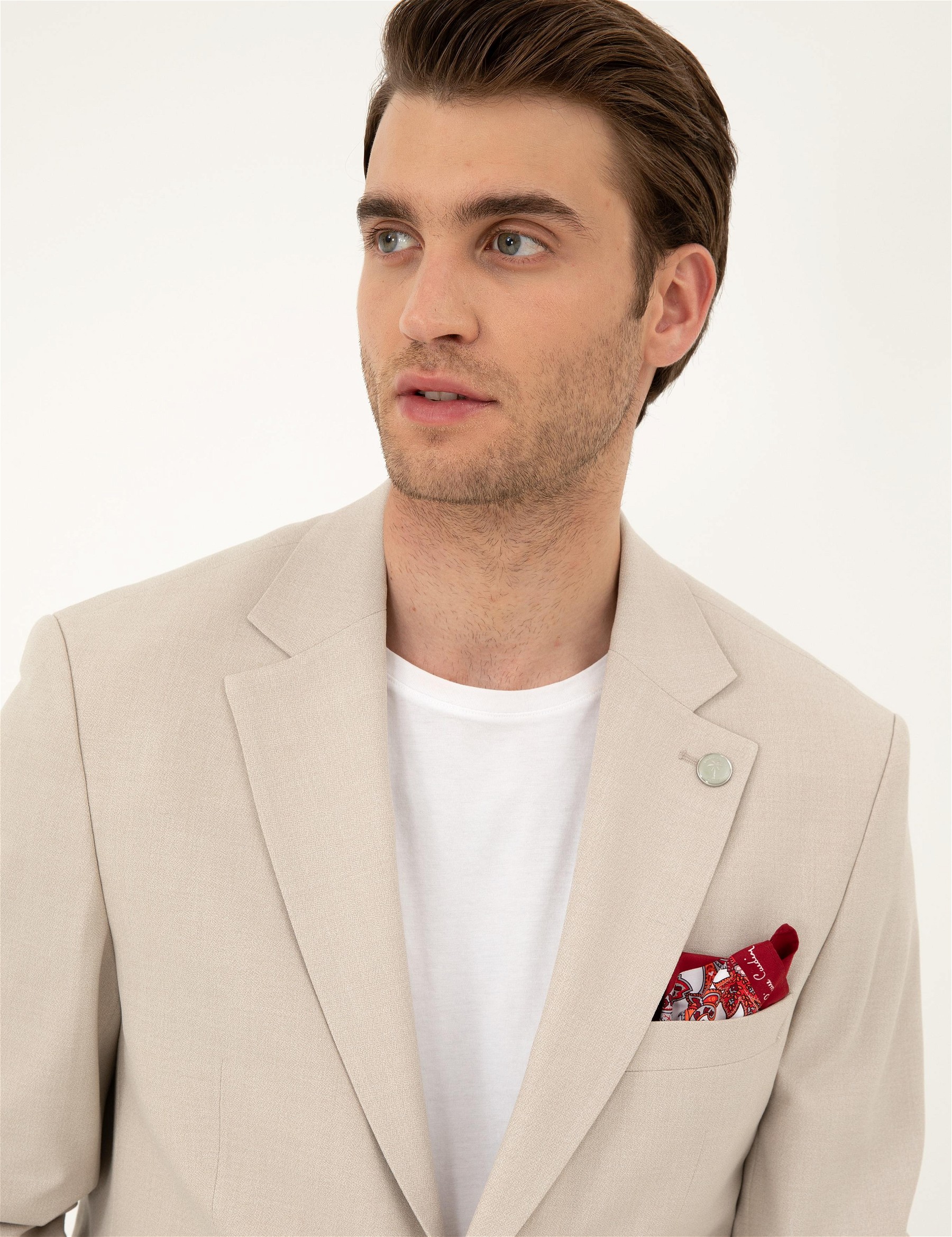 کت و شلوار مونو یقه بژ  اندامی  مردانه  پیرکاردین