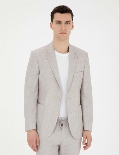 کت و شلوار مونو یقه بژ  سوپر اسلیم فیت  مردانه  پیرکاردین