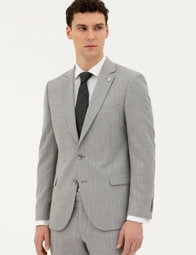 کت و شلوار مونو یقه خاکستری  سوپر اسلیم فیت  مردانه  پیرکاردین
