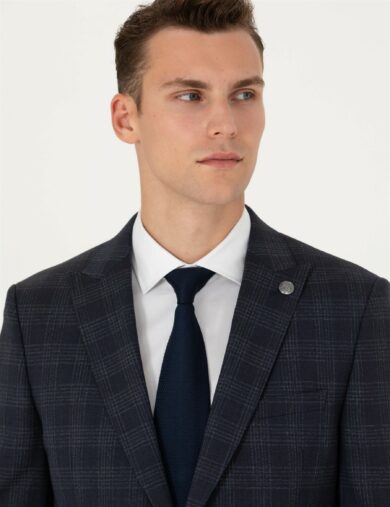 کت و شلوار یقه دم کبوتری لاجورد  سوپر اسلیم فیت  مردانه  پیرکاردین