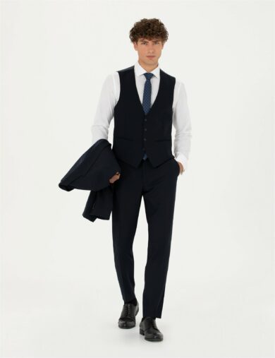 کت و شلوار یقه دم کبوتری لاجورد  سوپر اسلیم فیت  مردانه  پیرکاردین