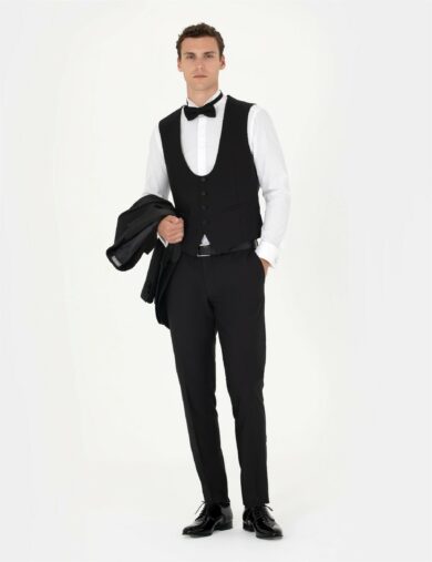 تاکسیدو یقه دم کبوتری سیاه  سوپر اسلیم فیت  مردانه  پیرکاردین