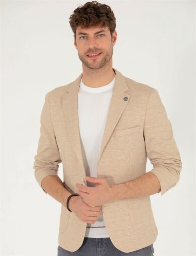 کت مونو یقه بژ  سوپر اسلیم فیت  مردانه  پیرکاردین