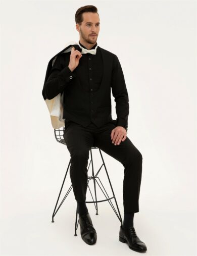 تاکسیدو یقه شال کرمی  سوپر اسلیم فیت  مردانه  پیرکاردین