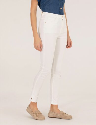 شلوار اسپرت بافته شده  کرمی  اسکینی(جذب) فاق بلند  زنانه  پیرکاردین