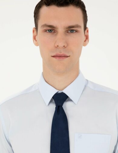 پیراهن بیسیک  آبی  رگولار  مردانه  پیرکاردین