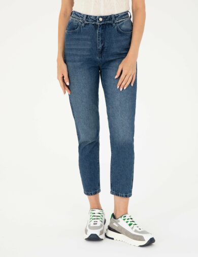 شلوار جین  آبی  مام فاق بلند  زنانه  پیرکاردین