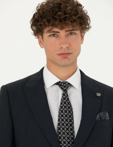 کت و شلوار یقه دم کبوتری لاجورد  اندامی  مردانه  پیرکاردین