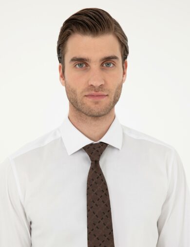 پیراهن بیسیک یقه کلاسیک سفید  سوپر اسلیم فیت آستین بلند مردانه  پیرکاردین