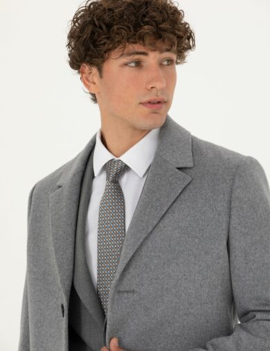 پالتو  خاکستری  سوپر اسلیم فیت  مردانه  پیرکاردین