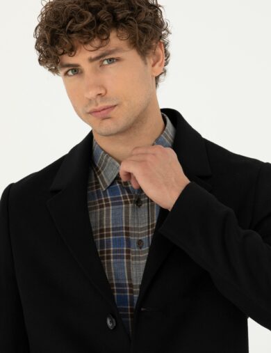 پالتو  سیاه  سوپر اسلیم فیت  مردانه  پیرکاردین