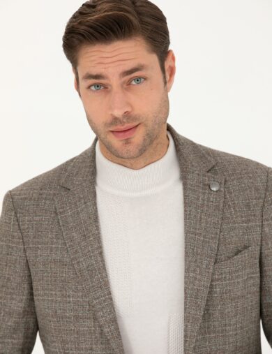 کت مونو یقه قهوه ای  اندامی  مردانه  پیرکاردین