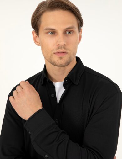 پیراهن بافته شده  سیاه  اندامی  مردانه  پیرکاردین