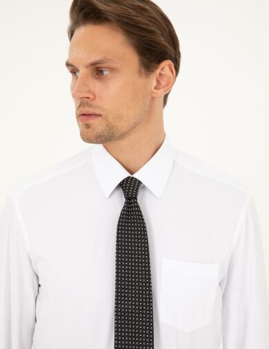 پیراهن بیسیک یقه کلاسیک سفید  رگولار آستین بلند مردانه  پیرکاردین