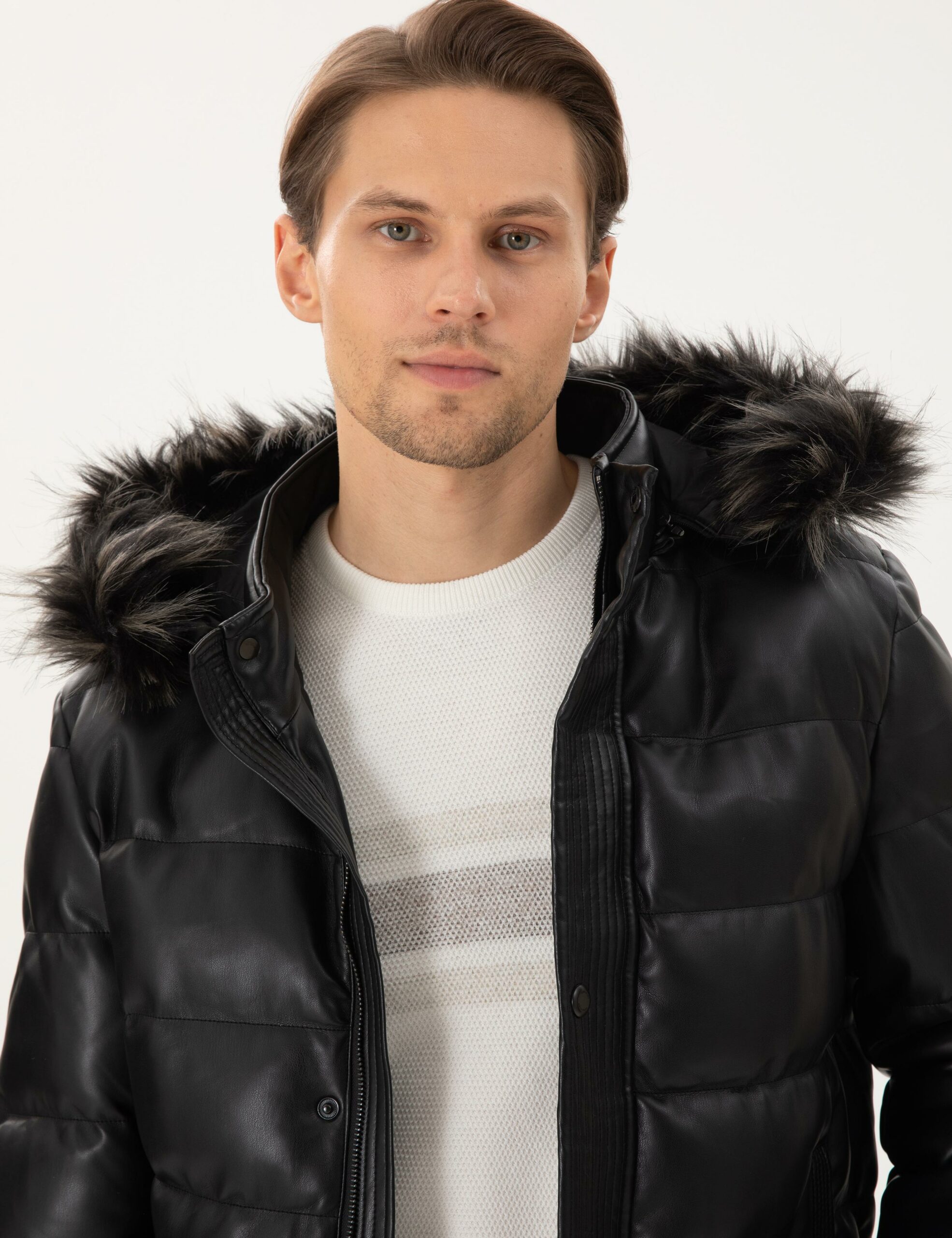 کت چرمی  سیاه  استاندارد  مردانه  پیرکاردین