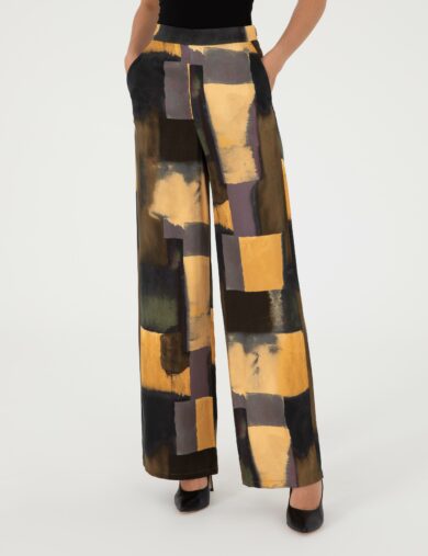 شلوار اسپرت بافته شده  نارنجی  پهن  فلر  زنانه  پیرکاردین