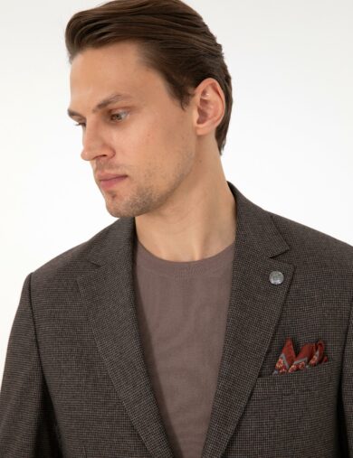 کت و شلوار مونو یقه قهوه ای  اندامی  مردانه  پیرکاردین