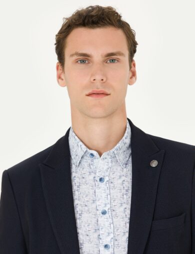 کت یقه دم کبوتری لاجورد  سوپر اسلیم فیت  مردانه  پیرکاردین