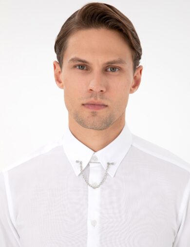 پیراهن تاکسیدو  سفید  اندامی آستین بلند مردانه  پیرکاردین