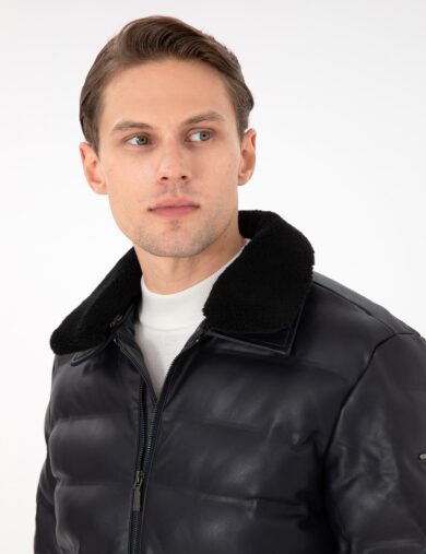 کت چرمی  لاجورد  استاندارد  مردانه  پیرکاردین