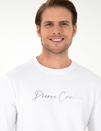 سویی شرت یقه گرد کرمی  رگولار آستین بلند مردانه  پیرکاردین