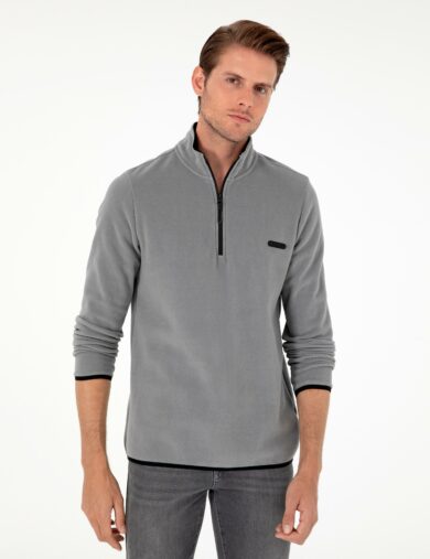 سویی شرت یقه بلند خاکستری  رگولار آستین بلند مردانه  پیرکاردین