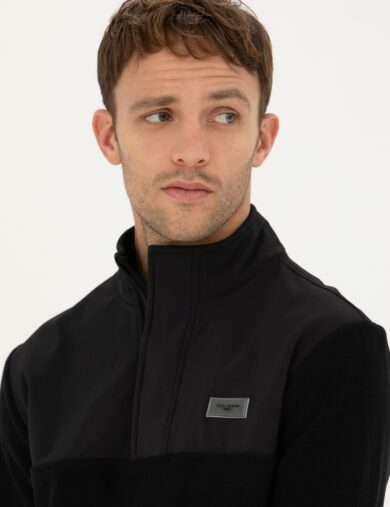 سویی شرت یقه بلند سیاه  رگولار آستین بلند مردانه  پیرکاردین