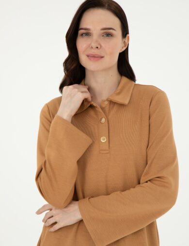 لباس نخی  قهوه ای  رگولار  زنانه  پیرکاردین