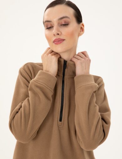 سویی شرت  قهوه ای  اورسایز  زنانه  پیرکاردین