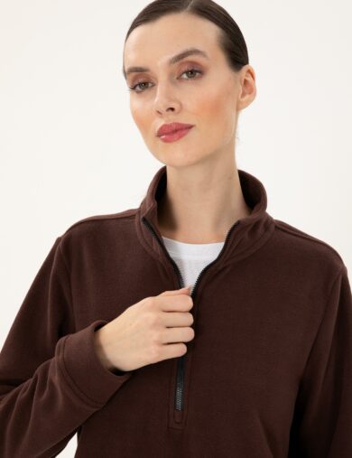 سویی شرت  قهوه ای  اورسایز  زنانه  پیرکاردین