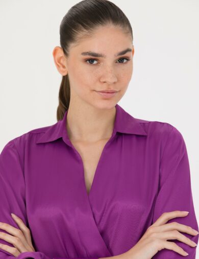 لباس نخی  بنفش  بیسیک  زنانه  پیرکاردین