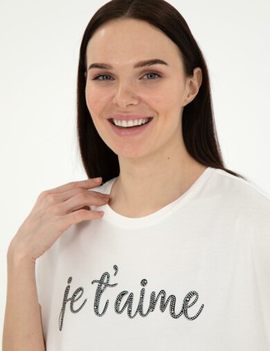 تی شرت  سفید  ریلکس  زنانه  پیرکاردین