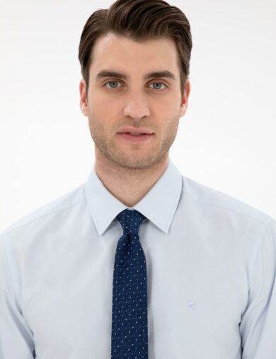 پیراهن بیسیک  آبی  اندامی  مردانه  پیرکاردین