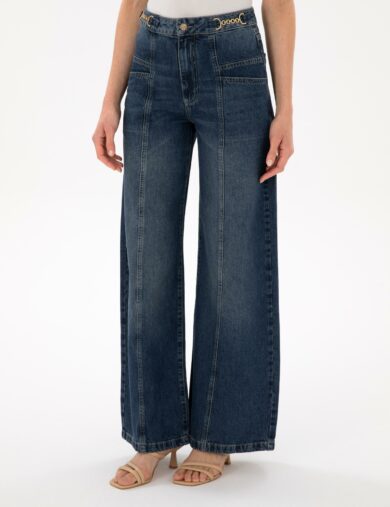 شلوار جین  نیلی  پهن  فلر  زنانه  پیرکاردین