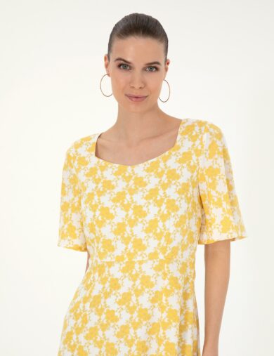 لباس بافتنی  زرد  ای فرم  زنانه  پیرکاردین