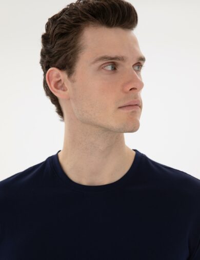 تی شرت بیسیک یقه گرد لاجورد  اندامی آستین کوتاه مردانه  پیرکاردین