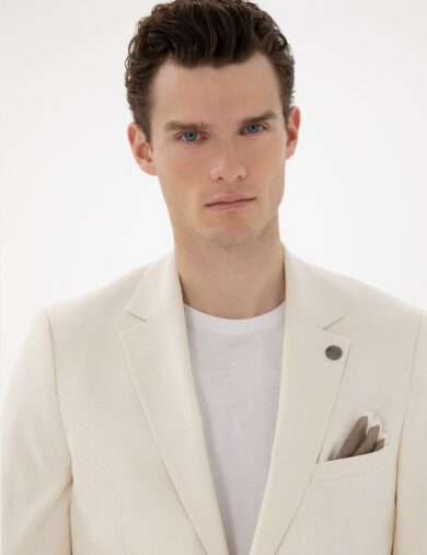 کت مونو یقه کرمی  سوپر اسلیم فیت  مردانه  پیرکاردین