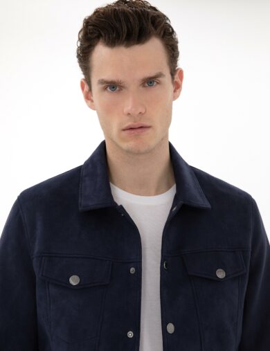 کت چرمی  لاجورد  استاندارد  مردانه  پیرکاردین