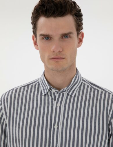 پیراهن طرح دار  لاجورد  رگولار آستین بلند مردانه  پیرکاردین