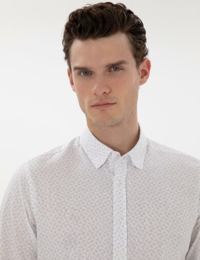 پیراهن طرح دار  خاکستری  اندامی آستین بلند مردانه  پیرکاردین