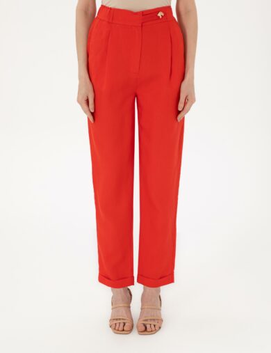 شلوار  قرمز  CROPPED HIGHT WAIST  زنانه  پیرکاردین